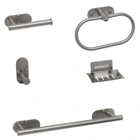 set 5 piezas accesorios para baño london acero Mozart