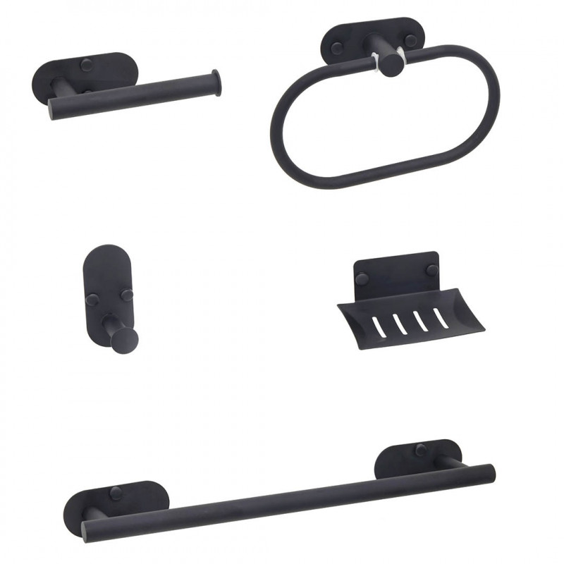 set 5 piezas accesorios para baño london negro Mozart