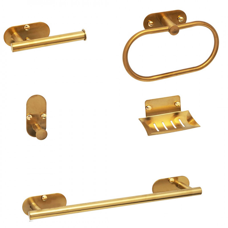 set 5 piezas accesorios para baño london dorado Mozart