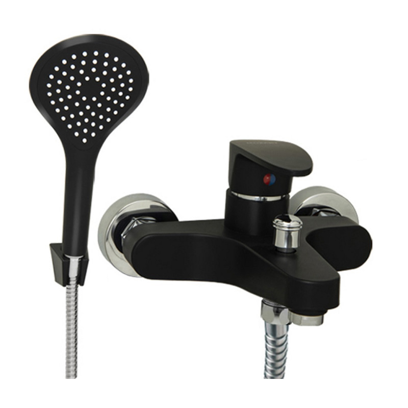 griferia ducha manual con transferencia doha negra Mozart