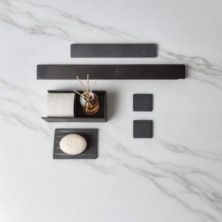 Set baño quadro 6 piezas negro Indra