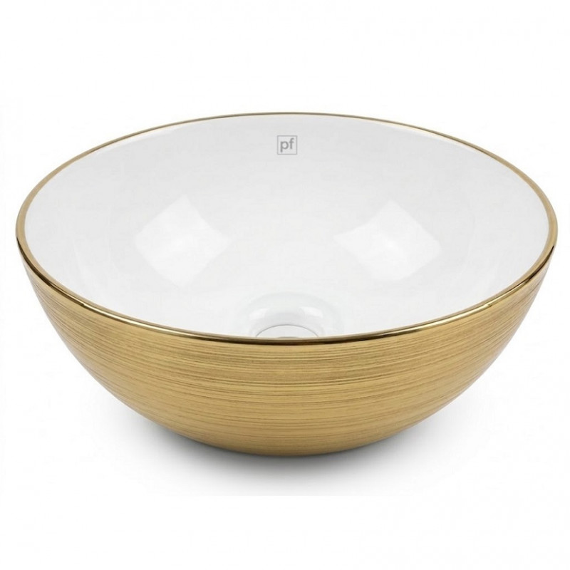 Bacha solaris 280 x 120 mm blanco y dorado texturado