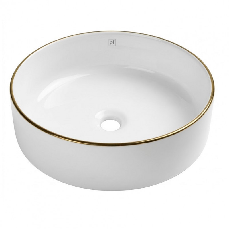 Bacha sublime 355 x 115 mm blanco brillante y borde dorado