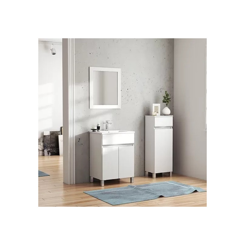 vanitory 50 Vera blanco brillante con mesada de losa 1 ag