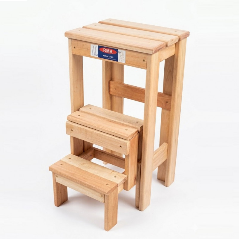 banqueta con escalera plegable madera natural RMA