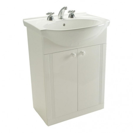 Mueble 60cm blanco y lavatorio 3 agujeros Mahler Roca