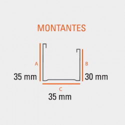 Montante 34 x 35mm 2.6mts...