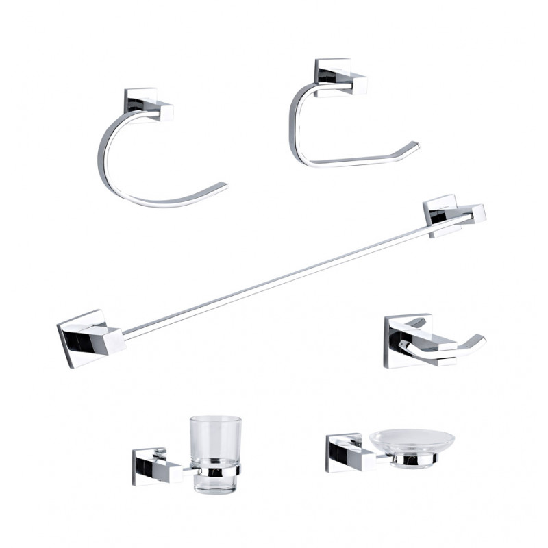 Set 6 piezas accesorios metalicos baño Loto Gloa
