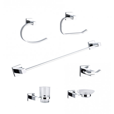 Set 6 piezas accesorios metalicos baño Loto Gloa