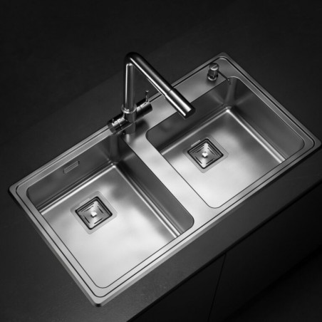 Pileta doble Quadra Q085AD acero inox 304 Johnson Acero