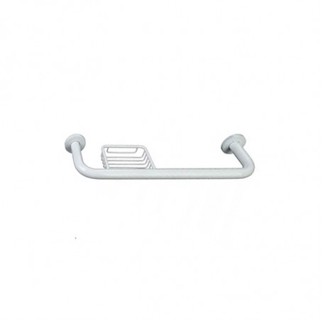 Agarradera recta con jabonera 45 cm blanco Mozart