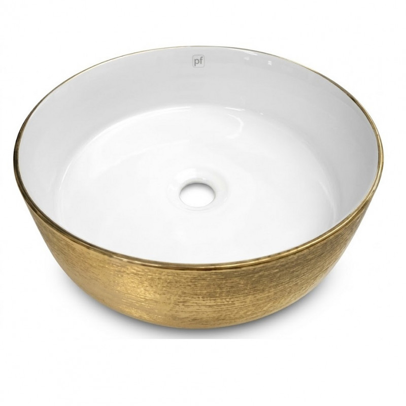 Bacha elite 360 x 115 mm blanco brillante y dorado texturado