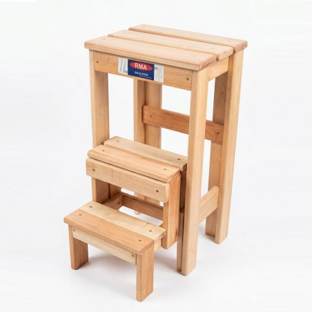 banqueta con escalera plegable madera natural RMA