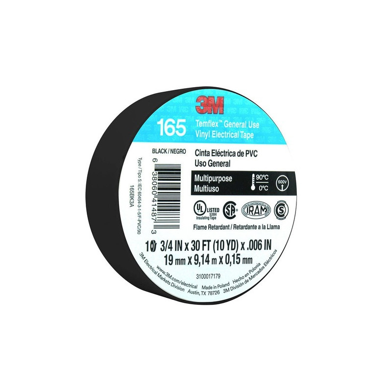 Rollo cinta aisladora 165 19mm 20 mts