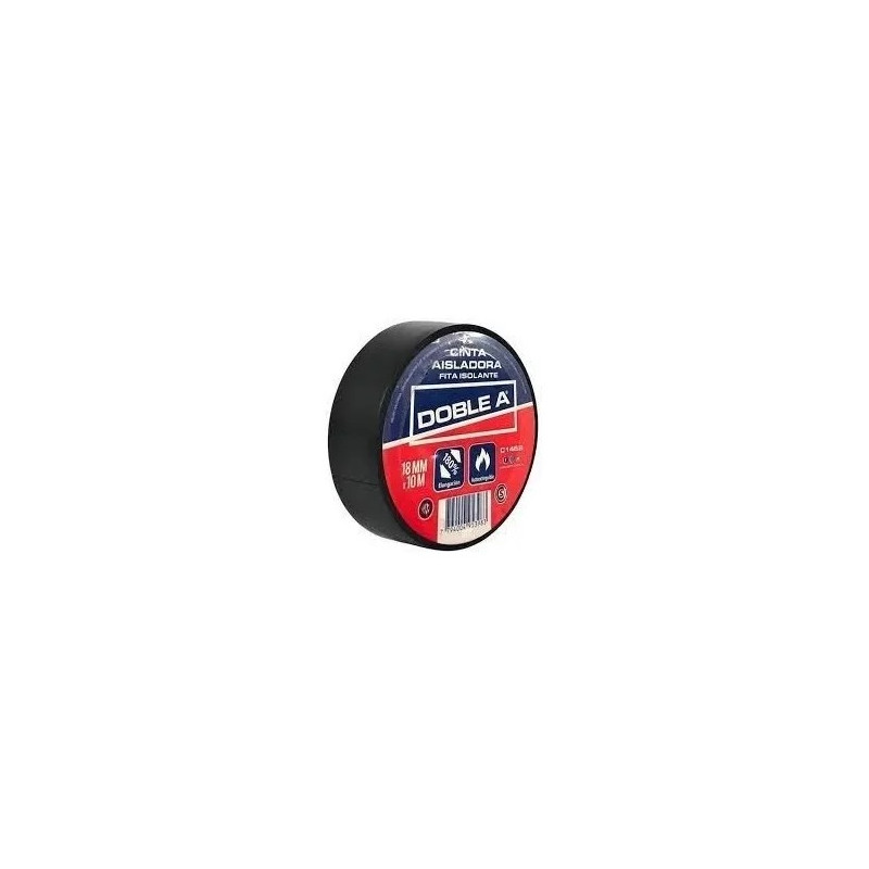Cinta aisladora negro 18mm rollo 10mts Doble A
