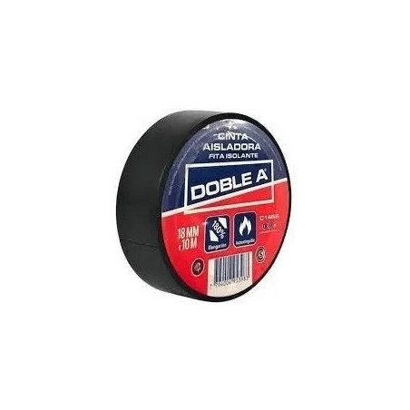 Cinta aisladora negro 18mm rollo 10mts Doble A