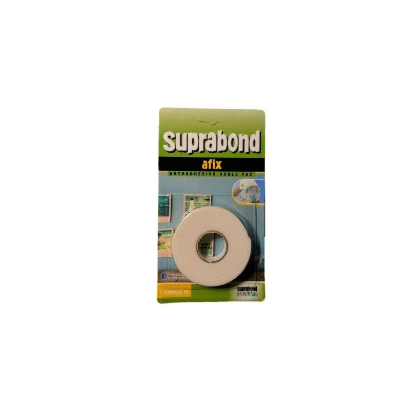 Rollo cinta doble faz autoadhesiva 12mm x 2mts Suprabond