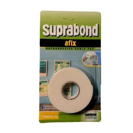 Rollo cinta doble faz autoadhesiva 12mm x 2mts Suprabond
