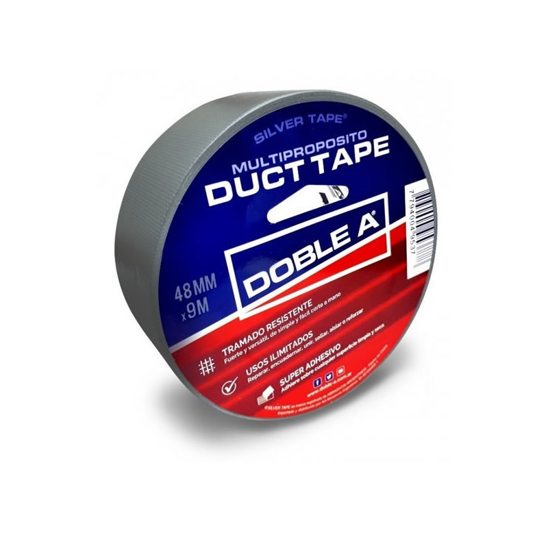 Cinta Duct Tape negra 48mm rollo 9mts Doble A